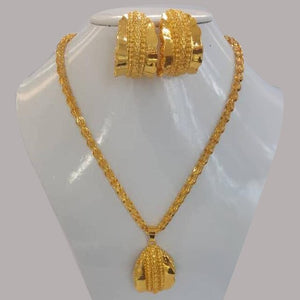 Jewelry Sets for Women Gold Color Ethiopian Pendant Necklaces Earrings Middle Eastern Arab African Wedding Jewelry