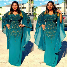 Load image into Gallery viewer, Women Embroidery Sequins Plus Size Big Sleeve Africa Dress