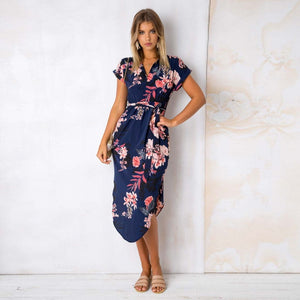 Aachoae 2020 Women Midi Party Dresses Geometric Print Summer Boho Beach Dress Loose Batwing Sleeve Dress Vestidos Plus Size