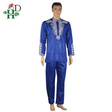 Load image into Gallery viewer, Dashiki mens top pant set 2 pieces outfit set African men clothes 2019 riche african clothing for men dashiki shirt with trouser