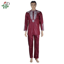 Load image into Gallery viewer, Dashiki mens top pant set 2 pieces outfit set African men clothes 2019 riche african clothing for men dashiki shirt with trouser