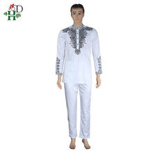 Load image into Gallery viewer, Dashiki mens top pant set 2 pieces outfit set African men clothes 2019 riche african clothing for men dashiki shirt with trouser