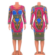 Load image into Gallery viewer, Upscale Women Dashiki Print Ethnic Fashion V-neck Dress Robe Party