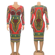 Load image into Gallery viewer, Upscale Women Dashiki Print Ethnic Fashion V-neck Dress Robe Party