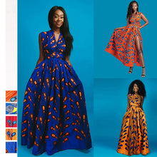 Load image into Gallery viewer, Summer African Dresses for Women 2020 News Fashion Robe Long Dress Floral Print Bazin Vestidos Dashiki Party African Clothes