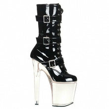 Load image into Gallery viewer, High-Heeled Shoes Low Thick Heel Boots 7 Inch Round Toe Boots Formal Platform Dress Shoe