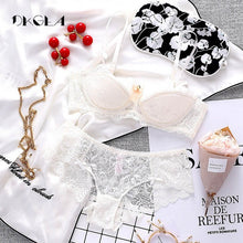 Load image into Gallery viewer, Fashion Sexy Bra Sets Plus Size C D Cup Thin Cotton Underwear Women Set Lace Comfortable Brassiere Gray Bras Embroidery Lingerie