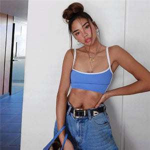 Fashion Women Summer Crop Top Sexy Ladies Sleeveless Strapless Bustier Bralette Corset Party Club Tank Ladies Blue Camis Outwear