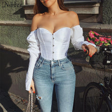Load image into Gallery viewer, Off shoulder Strapless bow tassel slash neck tops