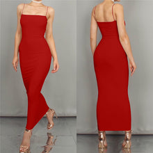 Load image into Gallery viewer, European and American women&#39;s summer new sexy slim tight solid color long dress Sleeveless  Sheath  Cotton
