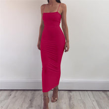 Load image into Gallery viewer, European and American women&#39;s summer new sexy slim tight solid color long dress Sleeveless  Sheath  Cotton