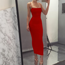 Load image into Gallery viewer, European and American women&#39;s summer new sexy slim tight solid color long dress Sleeveless  Sheath  Cotton