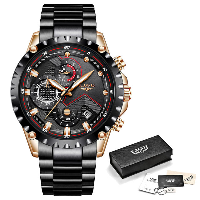 Men Watches Top Luxury Brand Fashion Sport Waterproof Chronograph Stainless Steel Wristwatch