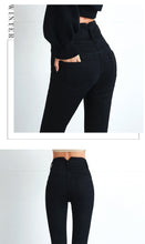 Load image into Gallery viewer, High Waist Velvet Thick Jeans Female Skinny Stretch Warm Jeans Pants Mom Black Denim Trousers With Fleece