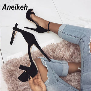 Aneikeh 2020 NEW 14.5CM Platform High Heels Sandals Summer Sexy Ankle Strap Open Toe Gladiator Party Dress Women Shoes Size 42