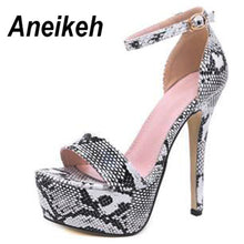 Load image into Gallery viewer, Aneikeh 2020 NEW 14.5CM Platform High Heels Sandals Summer Sexy Ankle Strap Open Toe Gladiator Party Dress Women Shoes Size 42