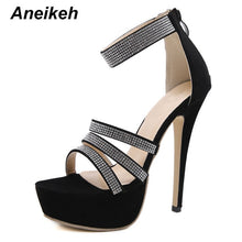 Load image into Gallery viewer, Aneikeh 2020 NEW 14.5CM Platform High Heels Sandals Summer Sexy Ankle Strap Open Toe Gladiator Party Dress Women Shoes Size 42