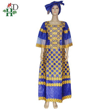 Load image into Gallery viewer, H&amp;D african clothes for women with lace south african traditional wear dashiki bazin dresses embroidery long dress women turban