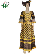 Load image into Gallery viewer, H&amp;D african clothes for women with lace south african traditional wear dashiki bazin dresses embroidery long dress women turban