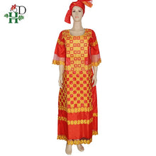 Load image into Gallery viewer, H&amp;D african clothes for women with lace south african traditional wear dashiki bazin dresses embroidery long dress women turban