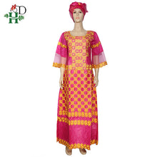 Load image into Gallery viewer, H&amp;D african clothes for women with lace south african traditional wear dashiki bazin dresses embroidery long dress women turban