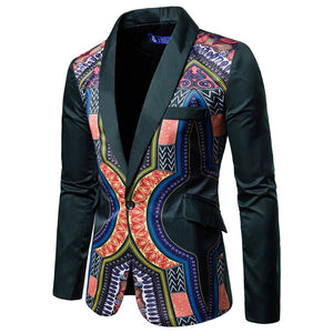 Blazer Dashiki Print News African Clothes Men Jacket One Button Party Retro Coat Full Sleeve Male Clothing M-3XL