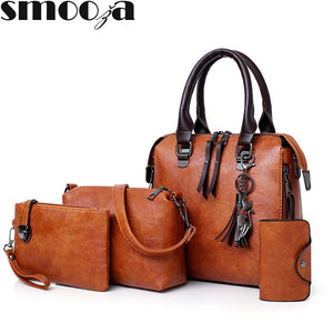 Luxury Leather Women's Purse and Handbags Designer Sac Top-Handle Female Shoulder Bag 4pcs