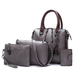 Luxury Leather Women's Purse and Handbags Designer Sac Top-Handle Female Shoulder Bag 4pcs