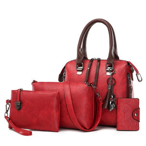 Luxury Leather Women's Purse and Handbags Designer Sac Top-Handle Female Shoulder Bag 4pcs