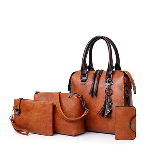 Luxury Leather Women's Purse and Handbags Designer Sac Top-Handle Female Shoulder Bag 4pcs