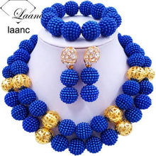 Load image into Gallery viewer, Laanc Nigerian Wedding African Beads Royal Blue Jewelry Set For Women SP2R002