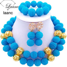 Load image into Gallery viewer, Laanc Nigerian Wedding African Beads Royal Blue Jewelry Set For Women SP2R002