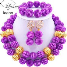 Load image into Gallery viewer, Laanc Nigerian Wedding African Beads Royal Blue Jewelry Set For Women SP2R002