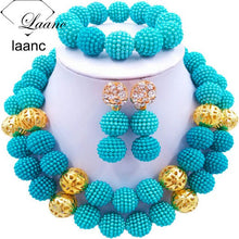 Load image into Gallery viewer, Laanc Nigerian Wedding African Beads Royal Blue Jewelry Set For Women SP2R002