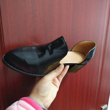 Load image into Gallery viewer, Leather Pumps With Mid Chunky Heel Slip On Pointed toes Shoes for women