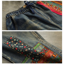 Load image into Gallery viewer, Vintage Casual Loose High Waist Patchwork Denim Women Jeans