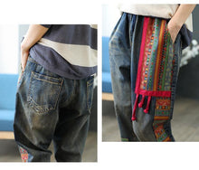 Load image into Gallery viewer, Vintage Casual Loose High Waist Patchwork Denim Women Jeans