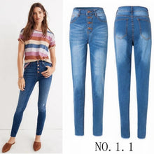 Load image into Gallery viewer, High Waist Women Stretch Skinny Push Up Vintage Denim Jeans