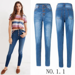 High Waist Women Stretch Skinny Push Up Vintage Denim Jeans