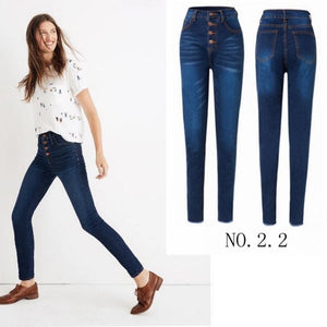 High Waist Women Stretch Skinny Push Up Vintage Denim Jeans