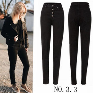 High Waist Women Stretch Skinny Push Up Vintage Denim Jeans