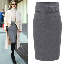 Load image into Gallery viewer, New Fashion Autumn Winter Cotton Plus Size High Waist Saias Femininas Casual Midi Pencil Skirt Women Knee-Length Skirts Female