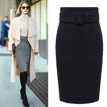 Load image into Gallery viewer, New Fashion Autumn Winter Cotton Plus Size High Waist Saias Femininas Casual Midi Pencil Skirt Women Knee-Length Skirts Female