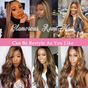 13*4 Straight Lace Front Human Hair Wigs Pre Plucked With Baby Hair Ombre Honey Blond Highlights Brazilian Remy Lace Front Wigs