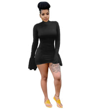 Load image into Gallery viewer, Sexy High Neck Flare Long Sleeve Nightclub Mini Dress for Women