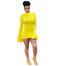 Load image into Gallery viewer, Sexy High Neck Flare Long Sleeve Nightclub Mini Dress for Women