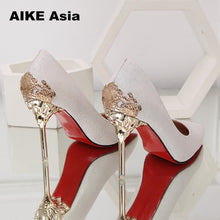 Load image into Gallery viewer, Sexy High Heels Shoes Woman Pumps Red Gold Silver High Heels Shoes Woman Ladies Wedding Party Shoes 2018 Fretwork