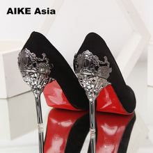 Load image into Gallery viewer, Sexy High Heels Shoes Woman Pumps Red Gold Silver High Heels Shoes Woman Ladies Wedding Party Shoes 2018 Fretwork