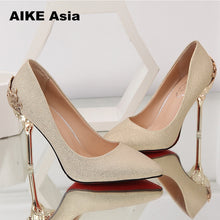 Load image into Gallery viewer, Sexy High Heels Shoes Woman Pumps Red Gold Silver High Heels Shoes Woman Ladies Wedding Party Shoes 2018 Fretwork