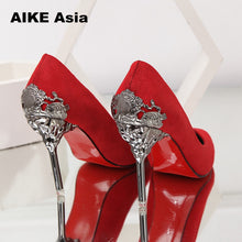 Load image into Gallery viewer, Sexy High Heels Shoes Woman Pumps Red Gold Silver High Heels Shoes Woman Ladies Wedding Party Shoes 2018 Fretwork